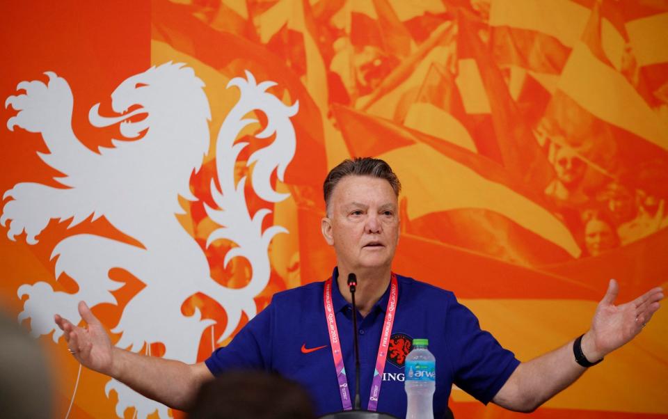 Netherlands coach Louis van Gaal during the press conference - John Sibley/Reuters