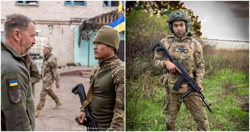 烏克蘭軍官發文哀悼曾聖光，並貼出和他的合照。（圖／翻攝Ruslan Andriyko臉書）