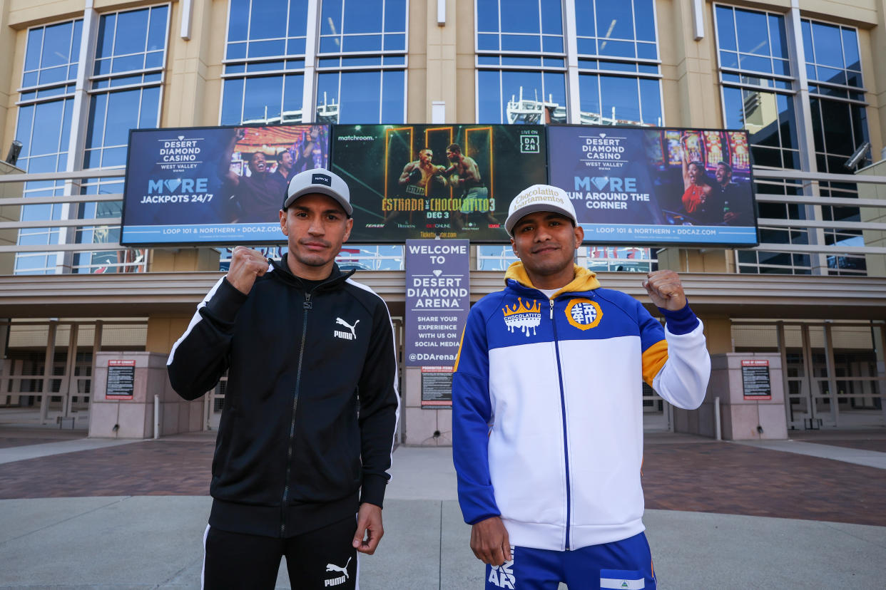 Long-time rivals Juan Francisco Estrada (left) and Roman 