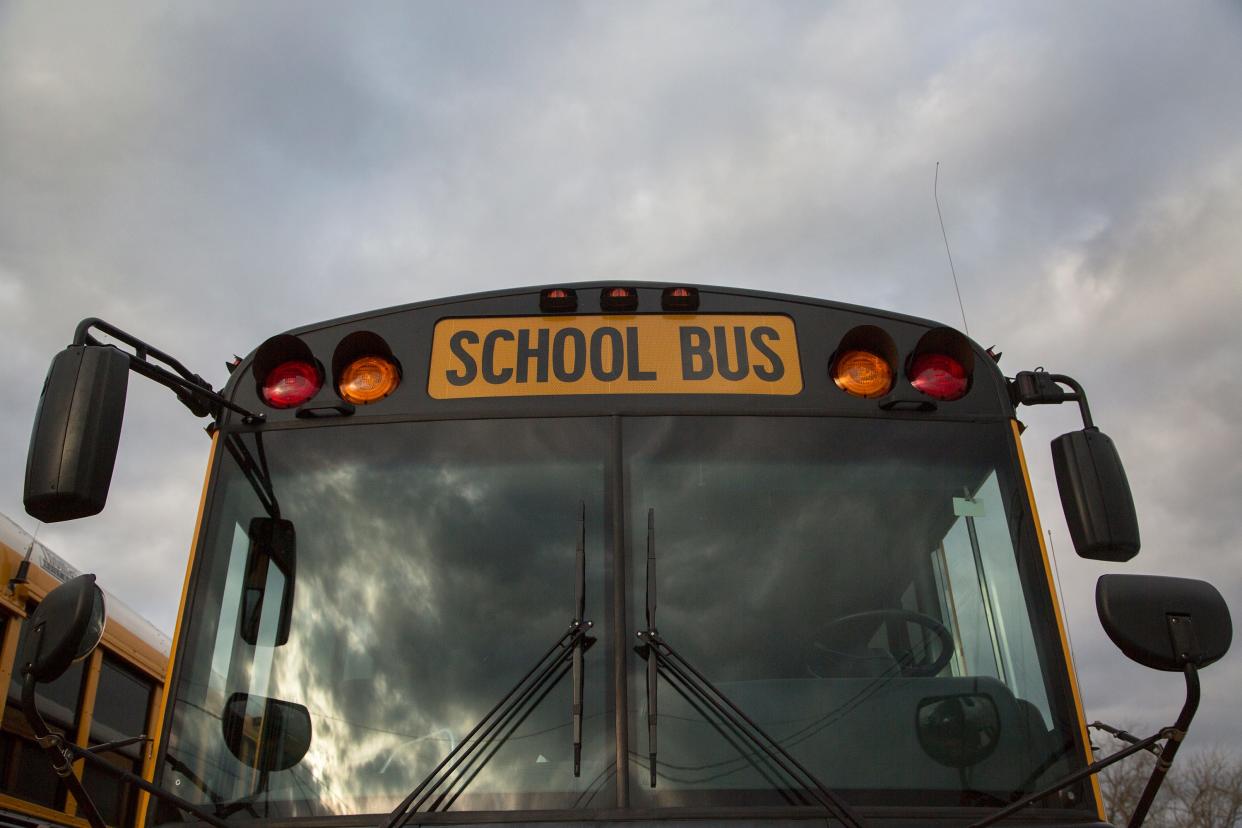 A school bus from Maury County Public Schools sits under a cloudy sky Thursday, Jan. 11, 2017 following an announcement that MCPS will be closed Friday due to inclement weather.