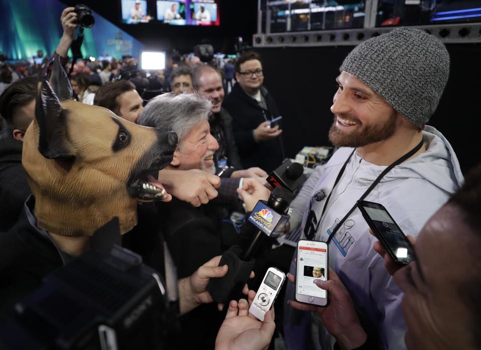 Chris Long got a good laugh at some of the lighter moments of NFL media night on Monday. (AP) 