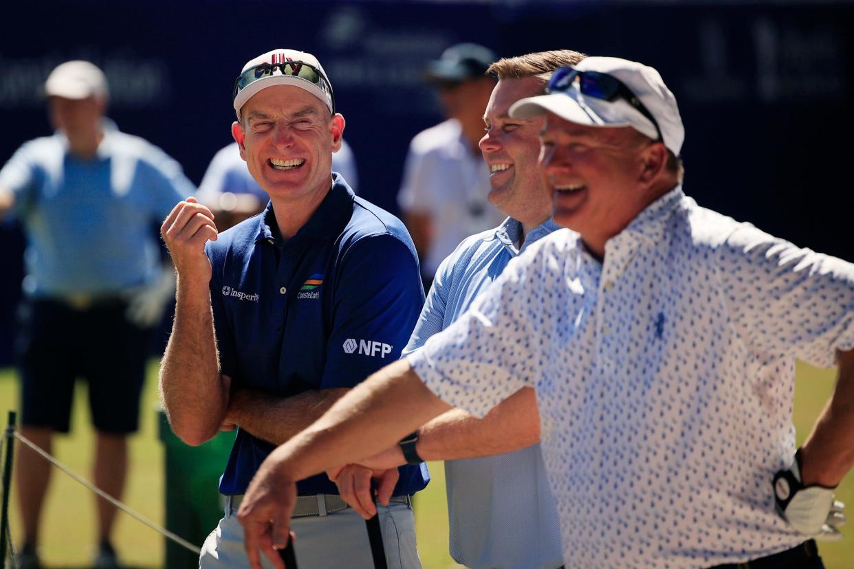 Jim Furyk (left) had a lot to smile about after another successful week of the Constellation Furyk & Friends PGA Tour Champions event at the Timuquana Country Club.