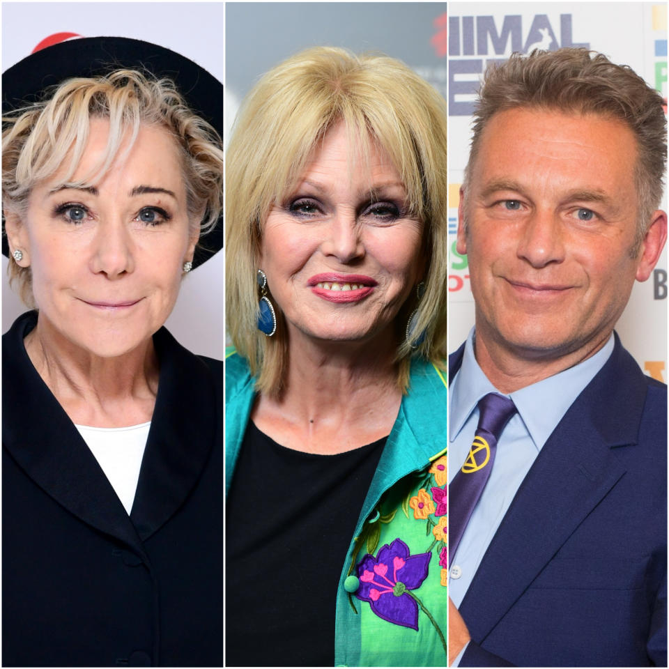 Zoe Wanamaker, Joanna Lumley and Chris Packham (Ian West/David Parry/PA)