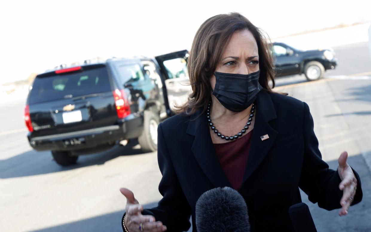 U.S. Vice President Kamala Harris speaks to the media at Charlotte Douglas International Airport, in Charlotte, North Carolina, U.S. December 2, 2021 - Chris Keane/Reuters