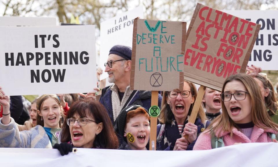 Activists from Extinction Rebellion at a previous climate change demonstration in Hyde Park central London in April (Stefan Rousseau/PA) (PA Wire)