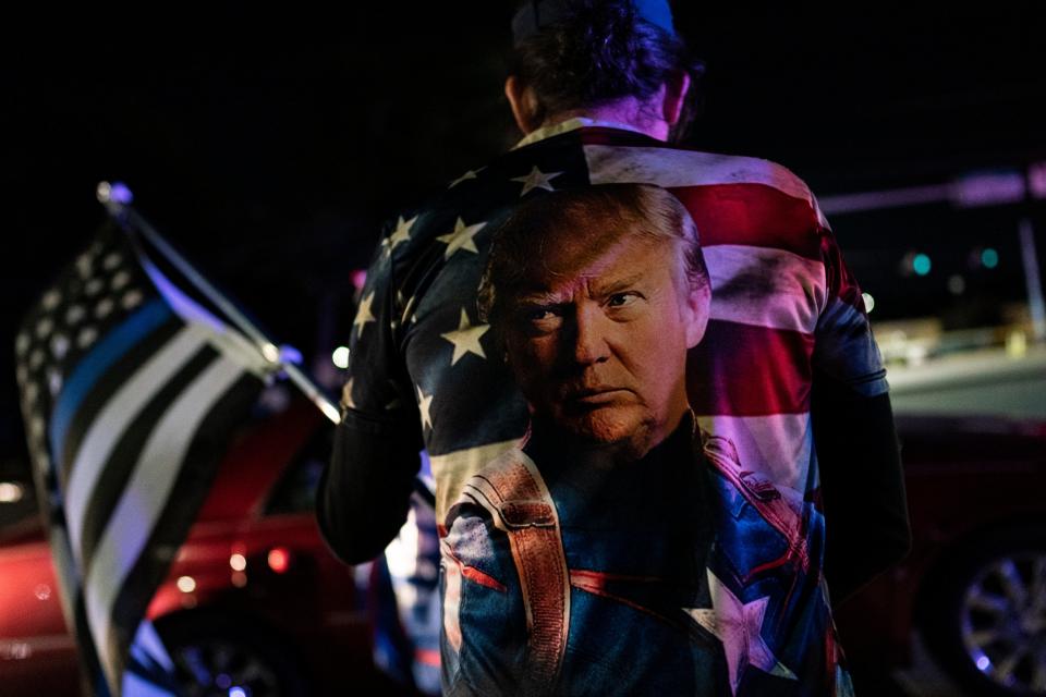 Supporters of US President Donald Trump rally outside Walter Reed National Military Medical Center (Getty Images)