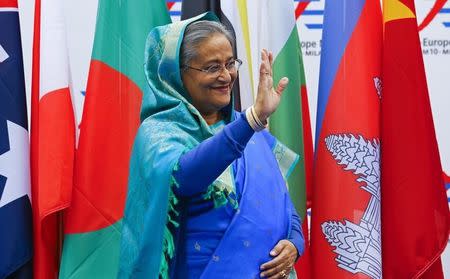 Bangladesh's Prime Minister Sheikh Hasina arrives for the Asia-Europe Meeting (ASEM) in Milan October 16, 2014. REUTERS/Stefano Rellandini/Files