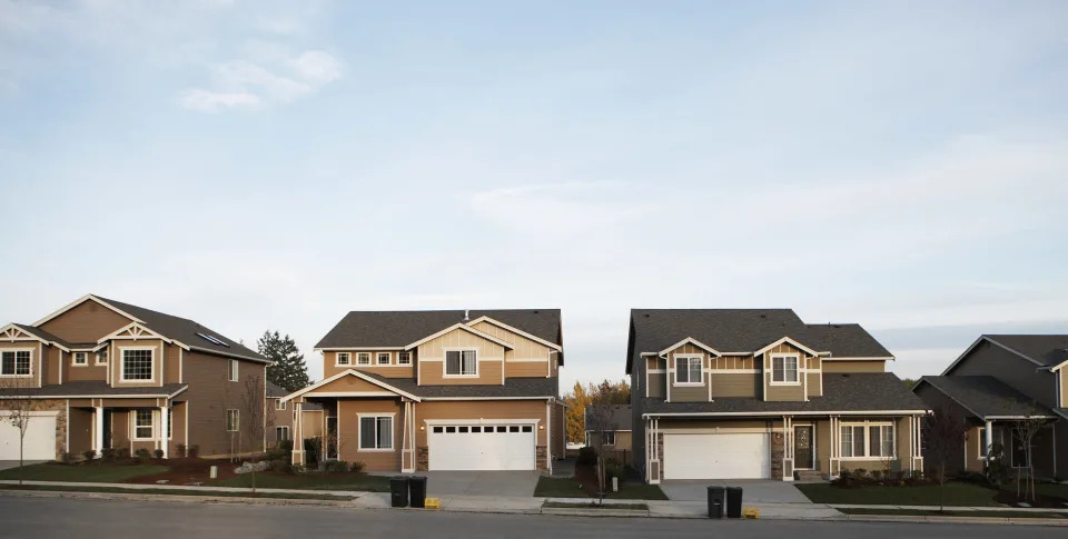 Suburban houses in a row.