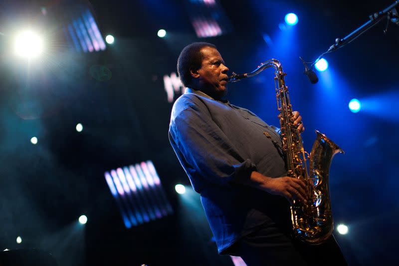 FILE PHOTO: U.S. Jazz saxophonist Shorter performs onstage during a 'tribute to Miles Davis evening' at the 45th Montreux Jazz Festival in Montreux