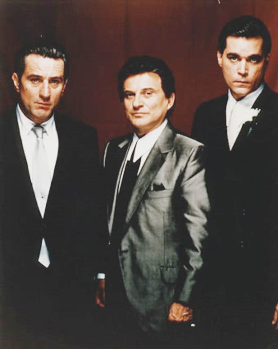 The movie poster photo for the movie "Goodfellas," with actors Robert De Niro, Joe Pesci, and Ray Liotta.
No credit