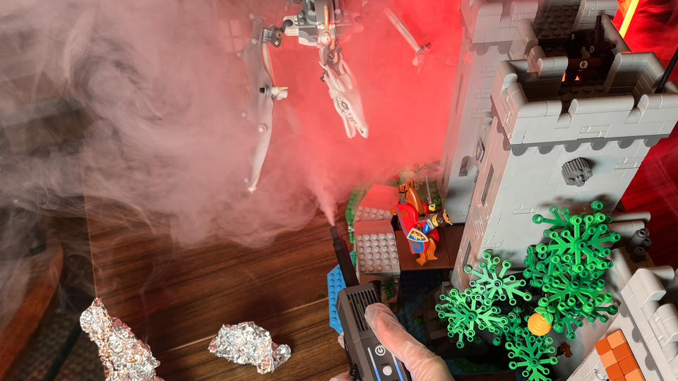 Using the Smoke Ninja to create fog surrounding a toy castle
