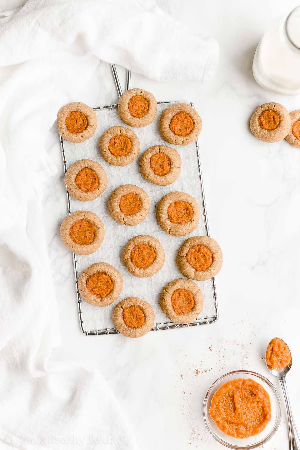 Healthy Pumpkin Pie Thumbprint Cookies