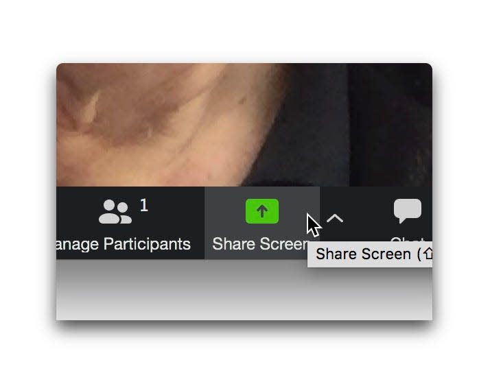 Click Share Screen for safety tools