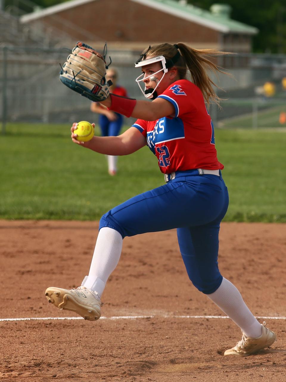 Licking Valley's Abbe McNabb pitches during the Panthers' 10-0 victory against visiting Highland in a Division II second-round game on Wednesday, May 8, 2024.