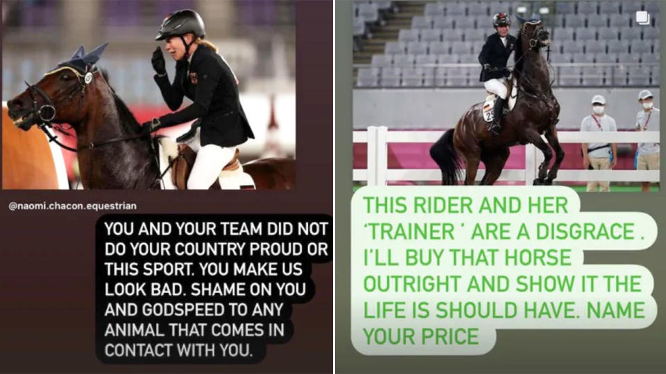 Seen here, Haley Cuoco's Instagram message and offer to buy the horse Saint Boy.