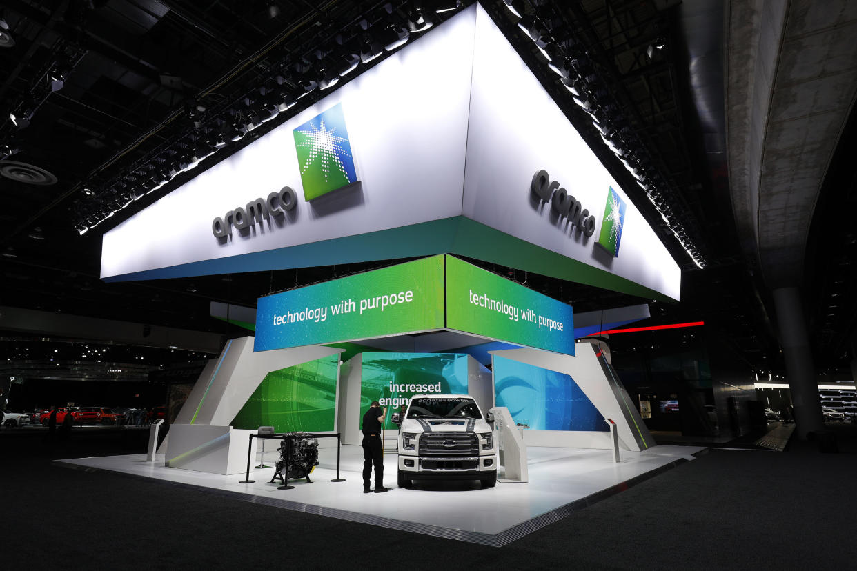 The Aramco exhibit is shown at the 2018 North American International Auto Show January 16, 2018 in Detroit, Michigan. Photo: Bill Pugliano/Getty Images