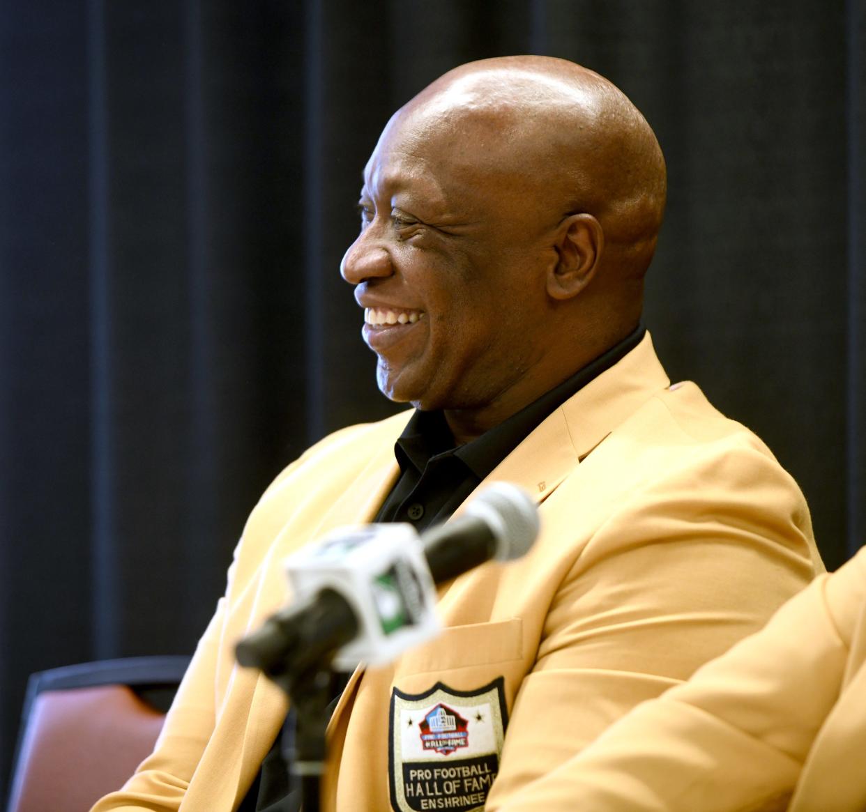 Pro Football Hall of Famer John Randle during a recent press event at The Pro Football Hall of Fame on Tuesday, January 23, 2024.