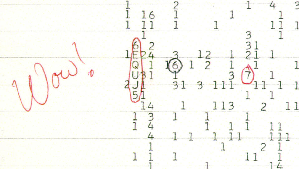 Das berühmte WOW-Signal. (Bild: Big Ear Radio Observatory and North American AstroPhysical Observatory (NAAPO)