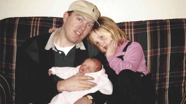 This 1999 family photo shows Patrick Hardison, with his two daughters, Averi, left, and Alison in the US. Photo: Courtesy of Lori Taylor