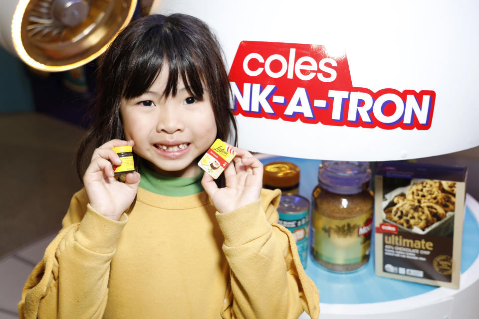 Ivy Luo poses with mini collectables at Westfield Eastgardens for the release of new  Coles Little Shop mini collectables on July 13, 2019 in Sydney, Australia. Coles is releasing a new collection of 30 mini collectables of iconic supermarket products from Wednesday 17 July