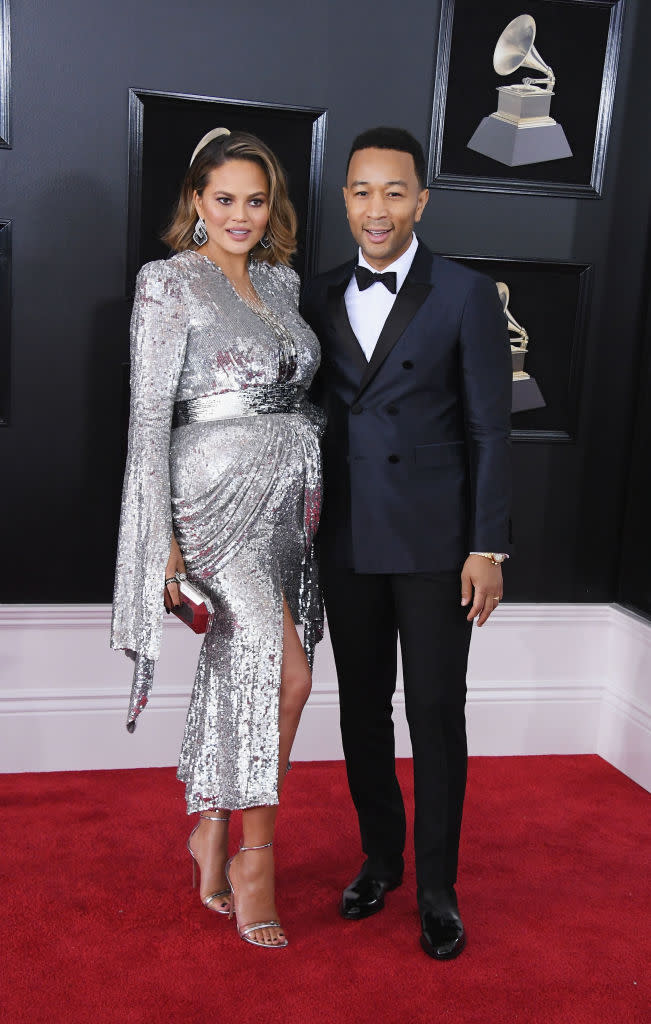 <p>Chrissy Teigen and recording artist John Legend attend the 60th Annual Grammy Awards at Madison Square Garden in New York on Jan. 28, 2018. (Photo: John Shearer/Getty Images) </p>