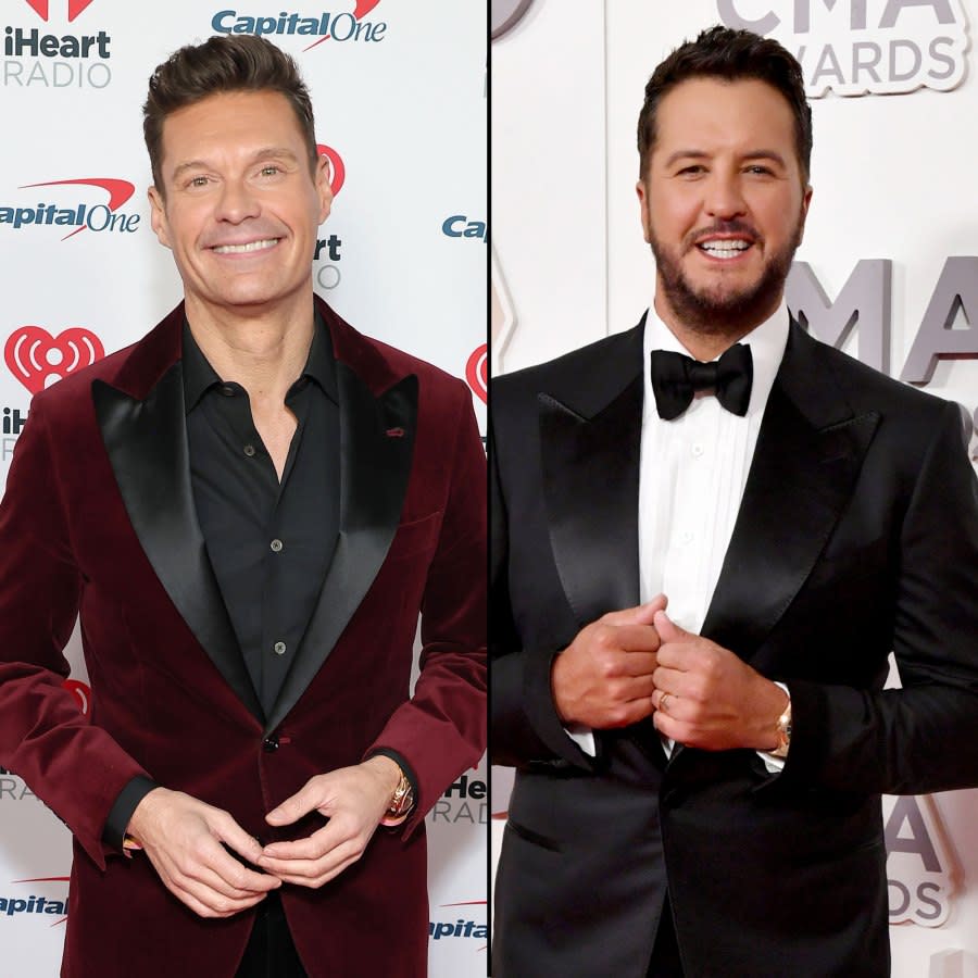 Ryan Seacrest Jumps Into Luke Bryan Arms After Idol Performance