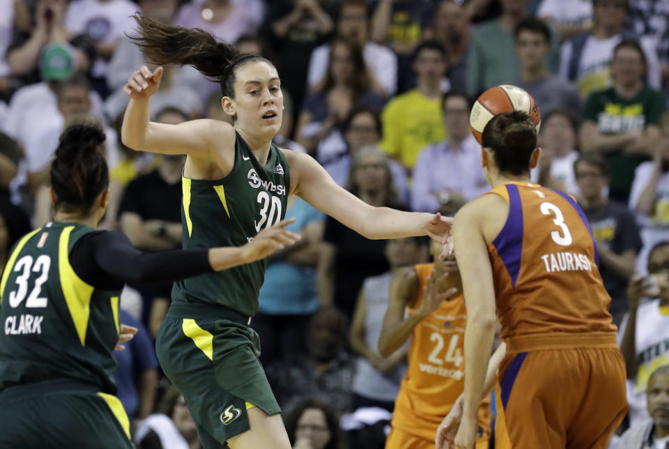 A group representing a bid for a WNBA team in Toronto filed paperwork in time for the 2020 season. (AP Photo/Elaine Thompson)