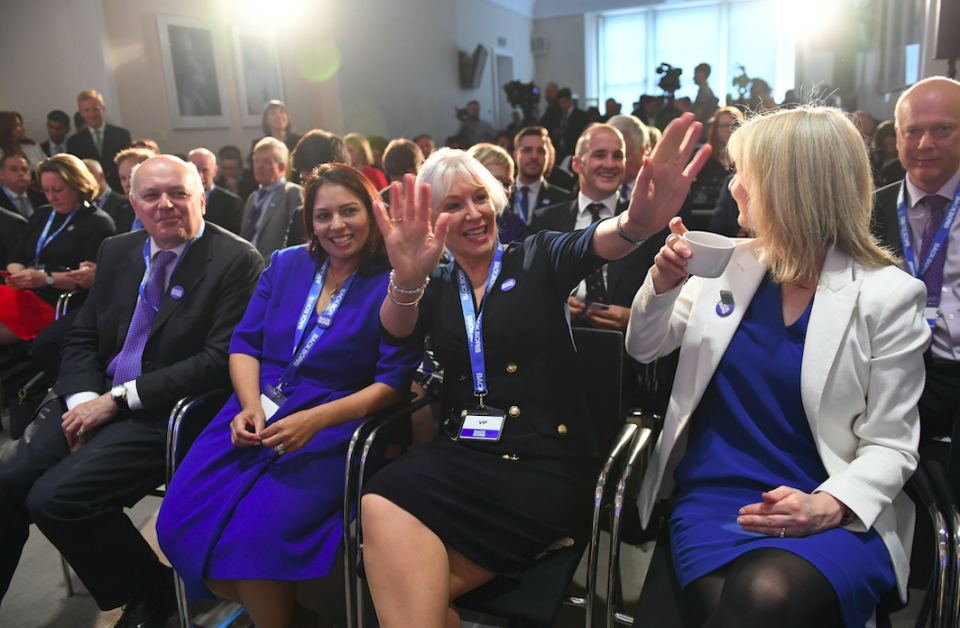 Several prominent Tory MPs turned up to watch Mr Johnson's speech (PA)