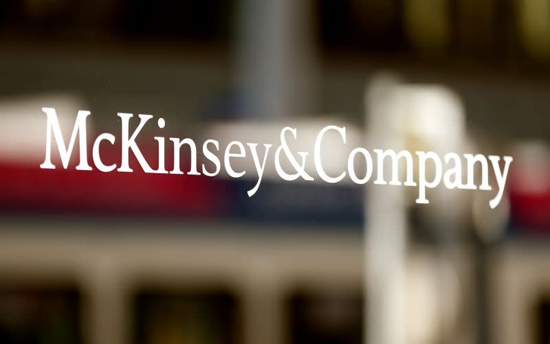 FILE PHOTO: The logo of consulting firm McKinsey + Company is seen in Zurich