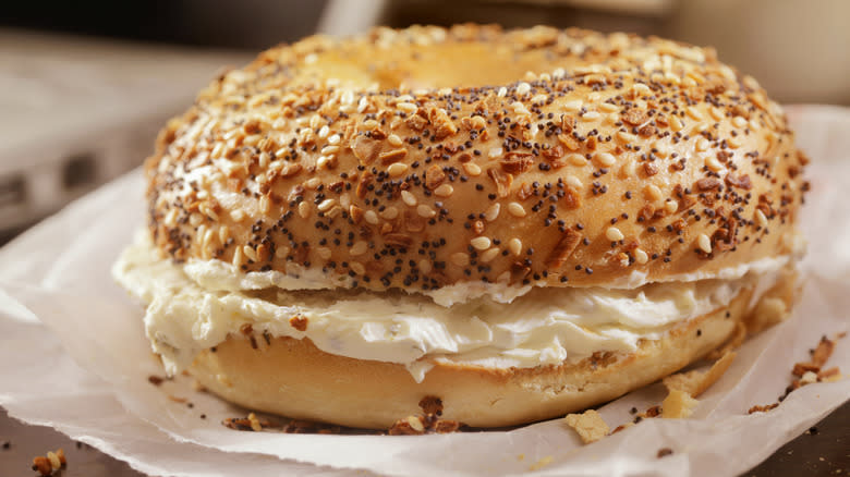 Everything bagel with cream cheese