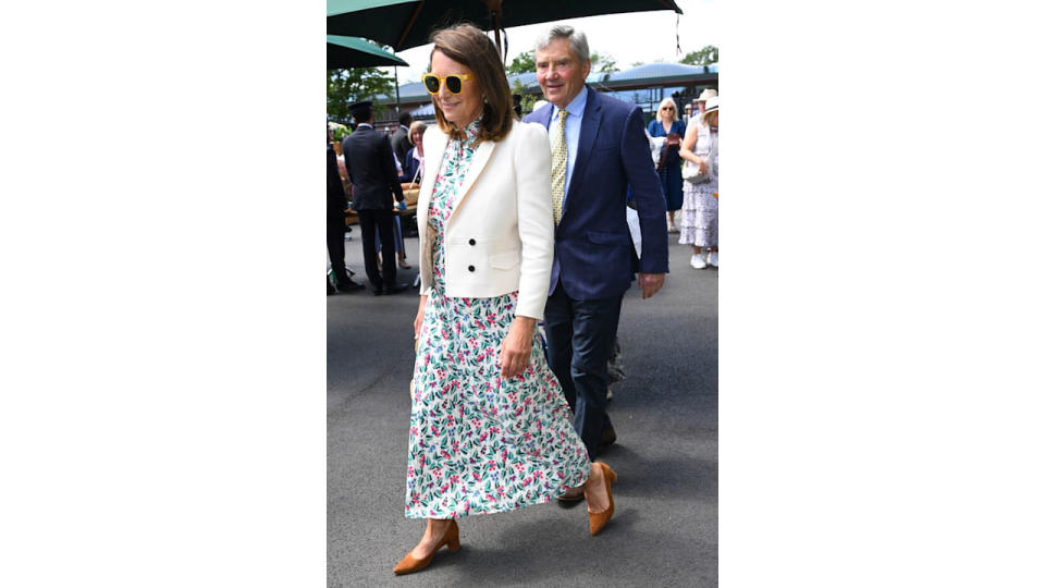 Michael Middleton and Carole Middleton attend day four of the Wimbledon Tennis Championships at the All England Lawn Tennis 