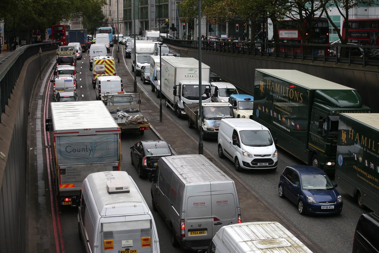 Drivers in a London traffic jam (DANIEL LEAL-OLIVAS/AFP/Getty Images)