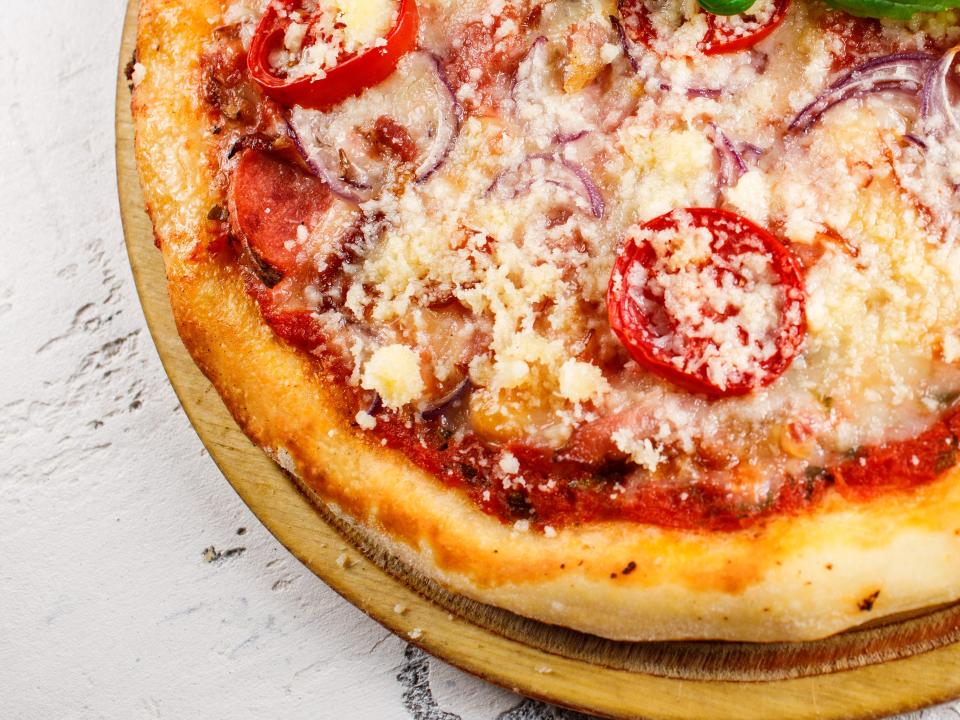 Pizza on countertop