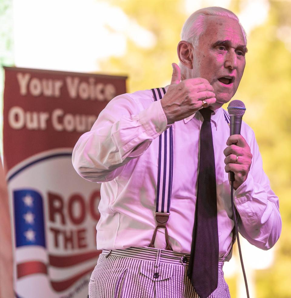 Longtime GOP operative Roger Stone speaks Saturday at Rock the Red in Ocala.