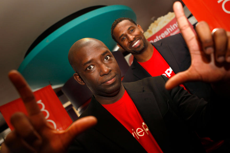 MoviePass co-founders Stacy Spikes, left, and Hamet Watt at AMC in San Francisco, Calif., on January 29, 2011.<span class="copyright">Liz Hafalia—The San Francisco Chronicle/Getty Images</span>