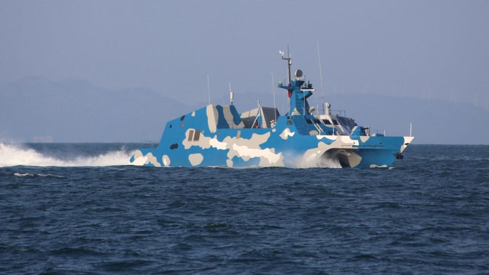 A People's Liberation Army Navy (PLAN) Type 022 <em>Houbei</em> class fast attack missile catamaran. (PLAN)