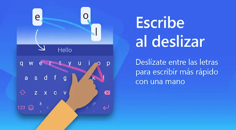 Swiftkey y otros teclados permiten escribir  con trazos que conectan las letras de una palabra