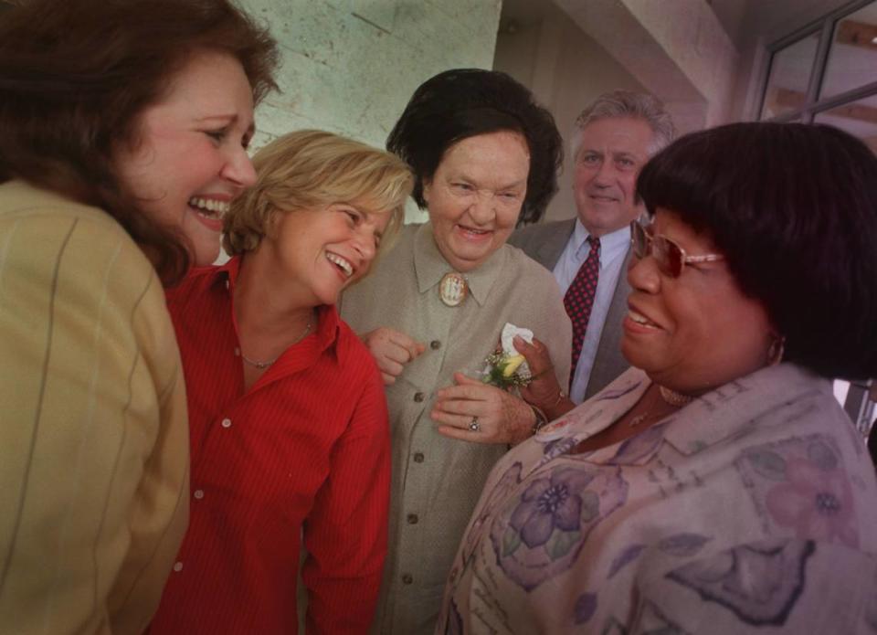 In 2000, then U.S. Congresswoman Carrier Meek, right, joined other, women of note at the opening ceremony for “The Roxcy O’Neal Bolton Women’s History Gallery” at the “Women’s Park” in West Dade. Bolton (second from right) enjoyed the company of her longtime friends and supporters Miami-Dade County Commissioner Dr. Miriam Alonso (left), U.S. Congresswoman Ileana Ros-Lehtinen (second from left) and Meek.