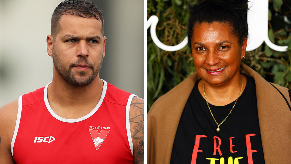 Nova Peris (pictured right) has hit out at Lance Franklin (pictured left) for his association with clothing company WAM Clothing. (Getty Images)