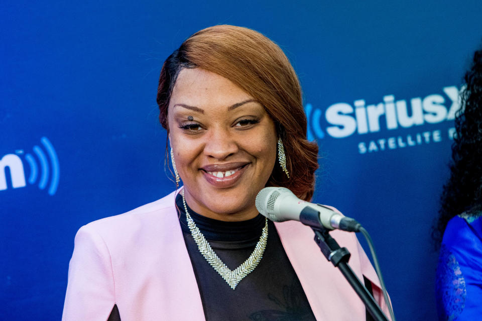 Angela Stanton discusses "From The Bottom Up" during the SiriusXM Urban View "From The Bottom Up" panel discussion at SiriusXM Studios on March 1, 2018 in New York City. Stanton is an author and reality TV star who served time in prison for her part in a stolen car ring. She is an avid Trump supporter, an advocate for criminal justice reform and the goddaughter of Martin Luther King Jr.'s politically conservative niece Alveda King. She has spoken at the 2018 Women for Trump Conference and frequently posts pro-Trump messages on her Twitter account.