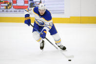 FILE - Buffalo Sabres left wing Jeff Skinner (53) skates with the puck during the second period of an NHL hockey game against the Washington Capitals in Washington, in this Sunday, Jan. 24, 2021, file photo. Buffalo coach Ralph Krueger still wasn’t ready to say whether high-priced forward Jeff Skinner will resume playing after a three-game benching. Except to say it's not a disciplinary issue, Krueger has declined to detail the reasons behind his decision regarding Skinner. (AP Photo/Nick Wass, File)