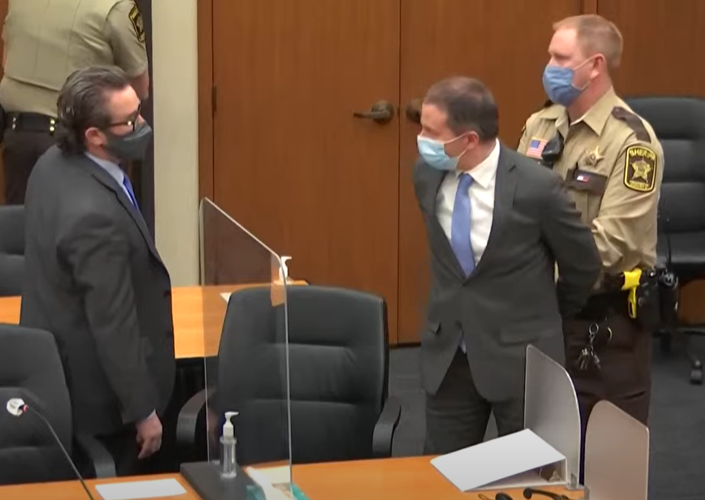 <p>Derek Chauvin listens to the guilty verdict being read by judge Peter Cahill</p> ((Associated Press))