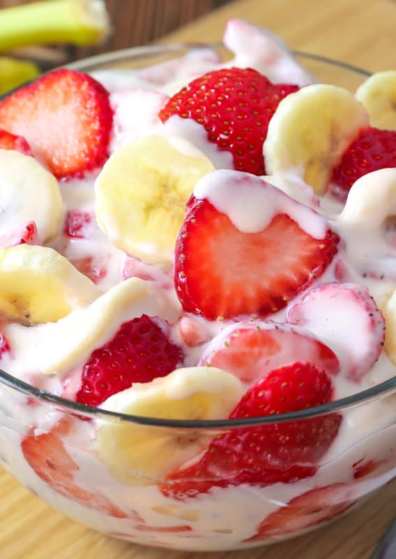 <p>Chad A Elick</p><p>With only six ingredients, this rich, creamy cheesecake-flavored salad is cool and refreshing on a hot day.</p><p><strong>Get the recipe: <a href="https://www.theslowroasteditalian.com/strawberry-banana-cheesecake-salad-recipe" rel="nofollow noopener" target="_blank" data-ylk="slk:Simple Strawberry Banana Cheesecake Salad;elm:context_link;itc:0;sec:content-canvas" class="link ">Simple Strawberry Banana Cheesecake Salad</a></strong></p>