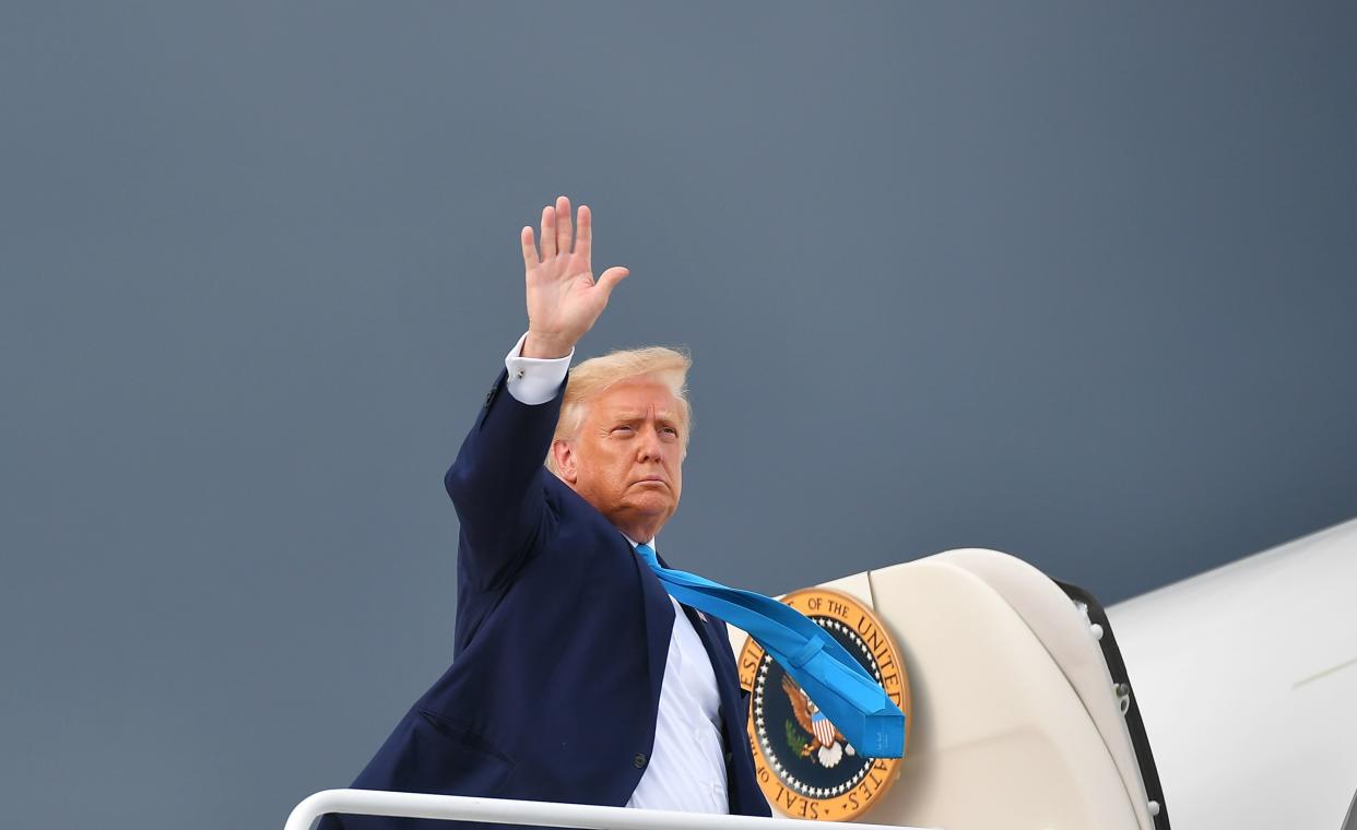 <p>Trump to hold departure ceremony at military base on morning of Biden inauguration, say reports.</p> (MANDEL NGAN/AFP via Getty Images)
