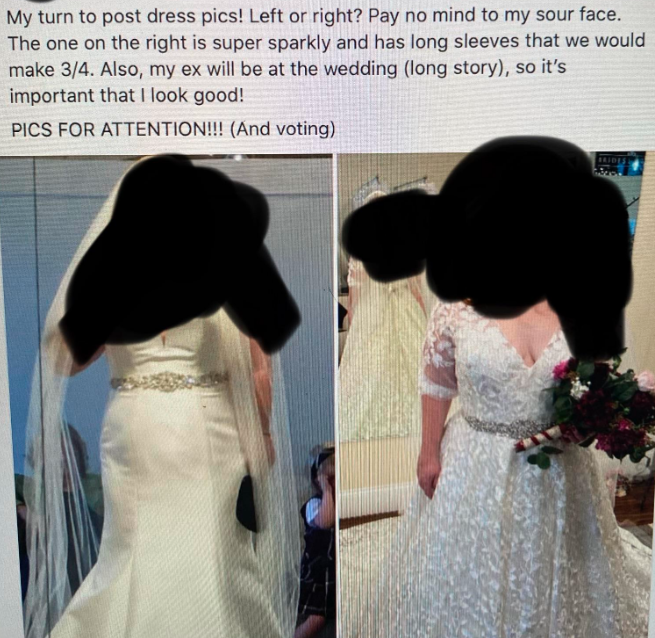 The full post, shared to Reddit, detailed a bizarre reason the bride wanted to look her best. Photo: Reddit 