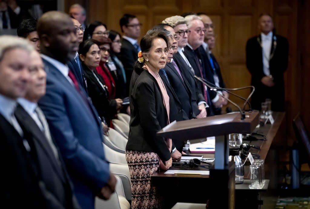 Aung San Suu Kyi appears before the International Court of Justice at The Hague in 2019 (EPA/EFE)