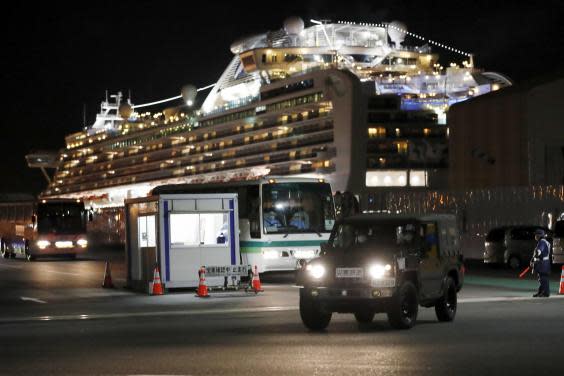 The US embassy released health requirements for coronavirus-positive Americans to return home following the outbreak on the Diamond Princess cruise ship (pictured) (AP)