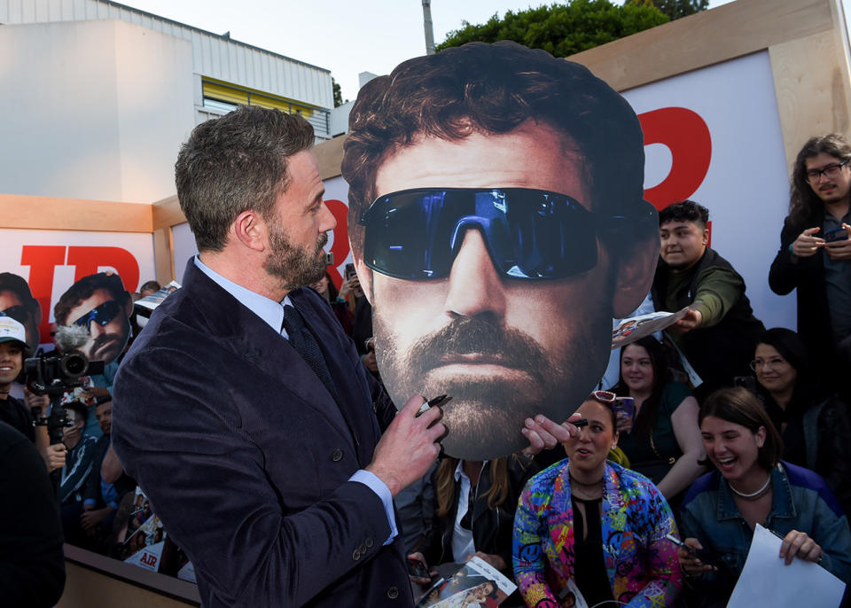 Ben Affleck, who plays Nike co-founder Phil Knight in “Air,” at the film’s world premiere at the Regency Village Theatre in Los Angeles. - Credit: Gilbert Flores for Variety