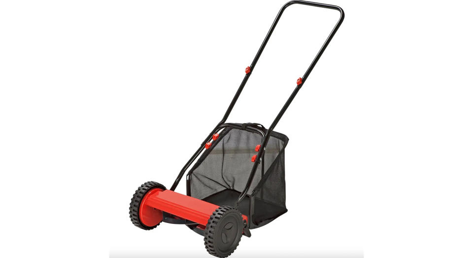 This cordless push lawnmower has a 23L collection capacity. 