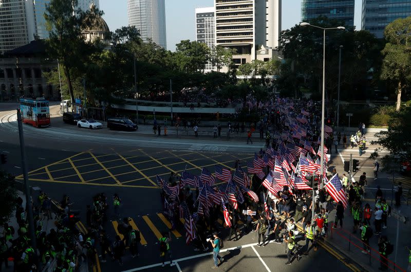 "March of Gratitude to the US" event in Hong Kong